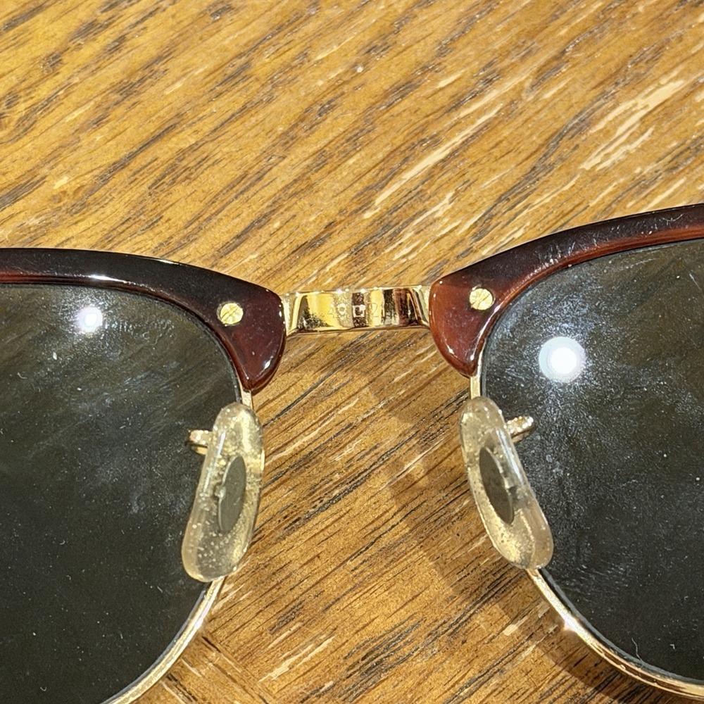 Ray-Ban RB3016 Clubmaster W0366 49mm Tortoise Gold G-15 Green Sunglasses Italy - Picture 11 of 13
